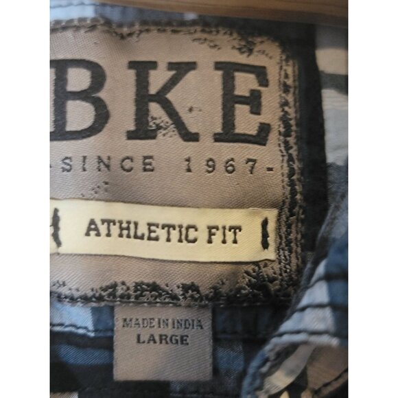 BKE Athletic Fit Pearl Snap Shirt Size‎ Large Long Sleeve Gray White - Picture 5 of 5